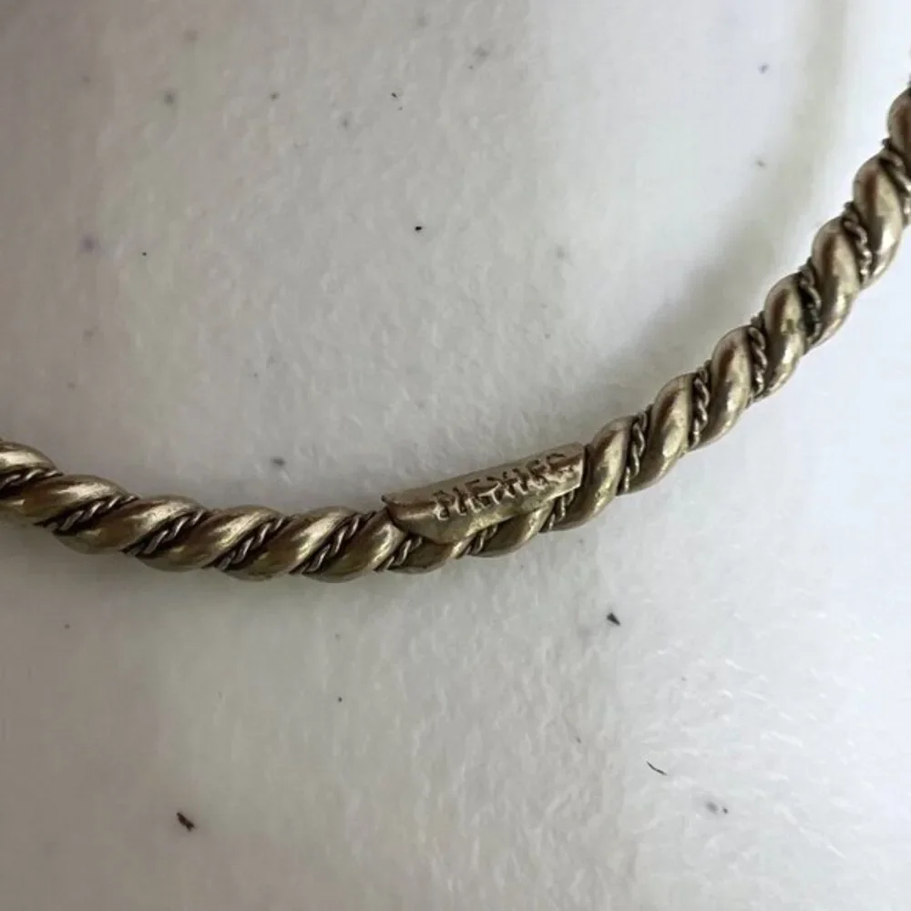 Mexico Bangle Twist Swirl Bracelet‎ Silver Tone Rope Thin